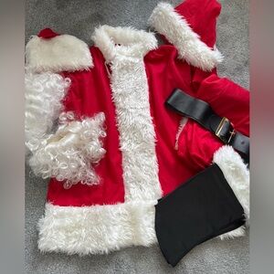 SANTA'S BEST Plush Santa Suit-ADULT Size Excellent Used Condition 7 Piece
